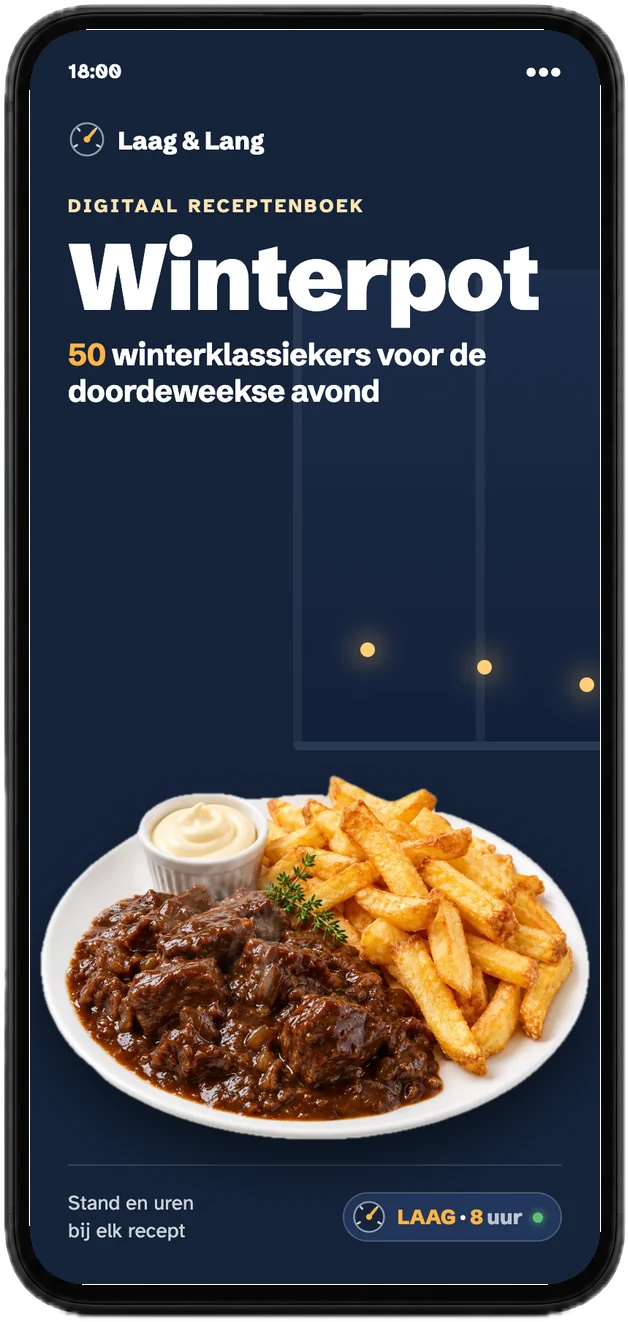 Omslag van de Winterpot Basis met 50 recepten op een telefoon