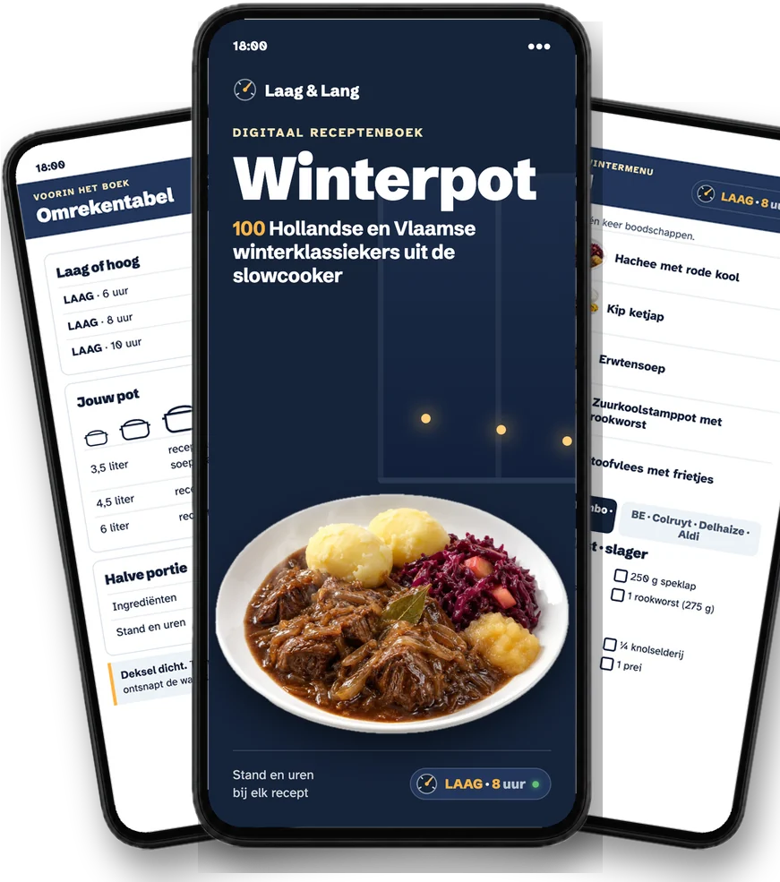 Drie telefoons: het receptenboek, het wintermenu en de omrekentabel